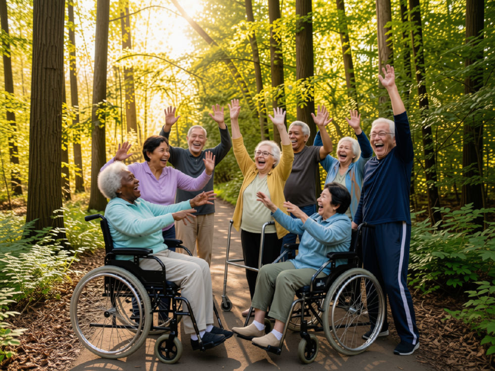 Seniorengruppe beim Lachyoga